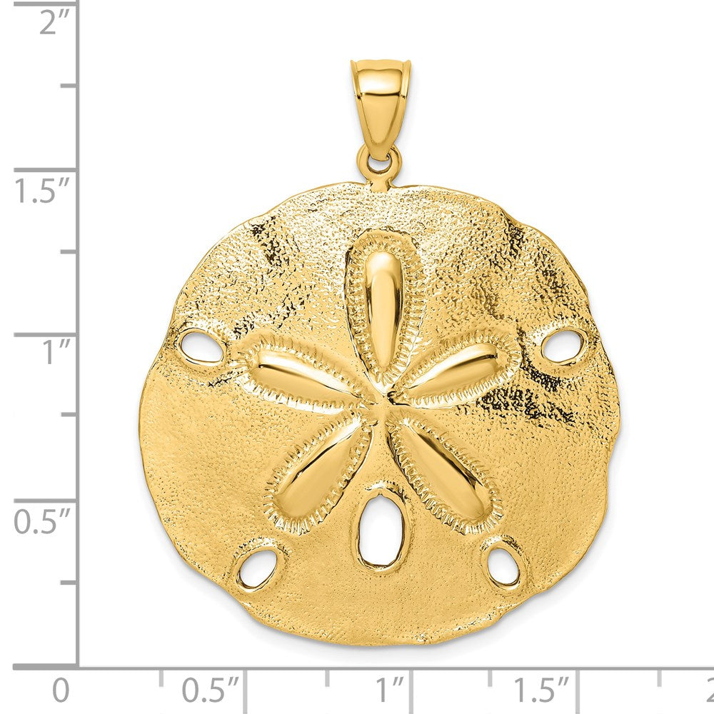 14k Yellow Gold Polished Large Sand Dollar Charm