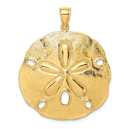 14k Yellow Gold Polished Large Sand Dollar Charm