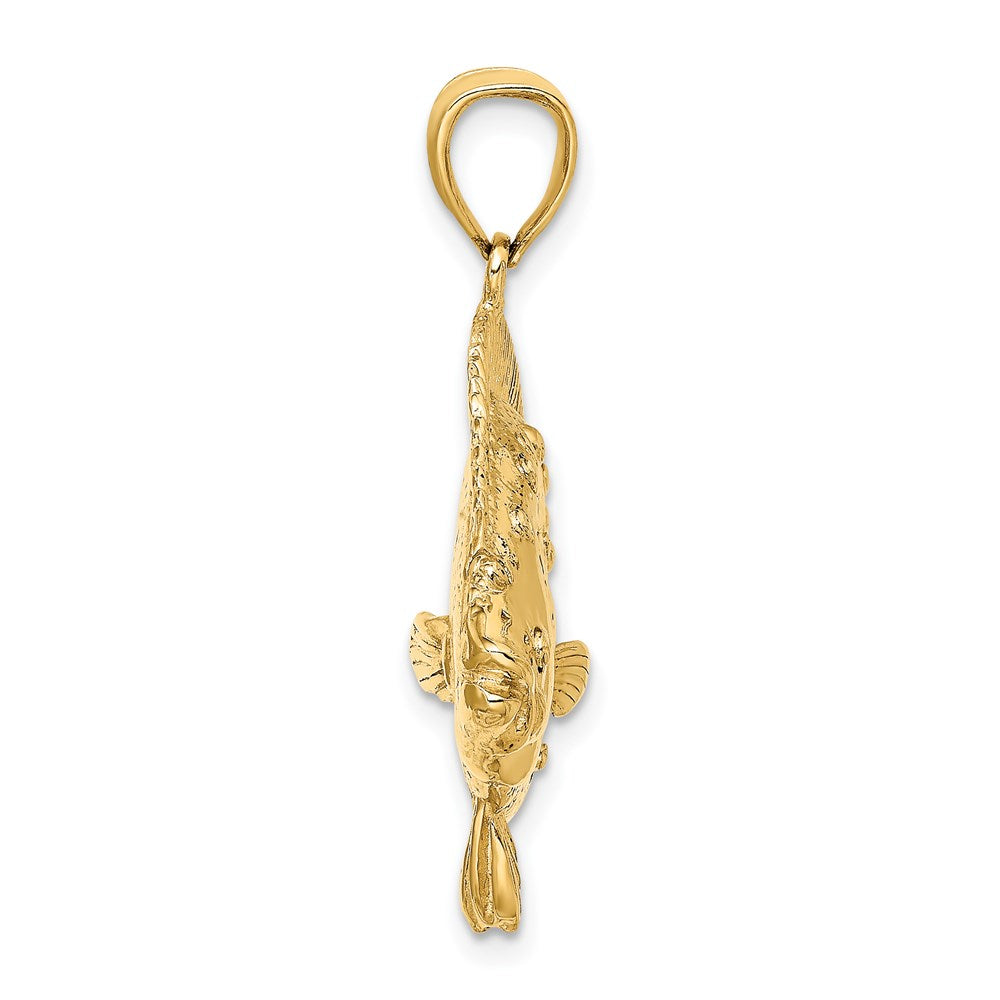 14k Yellow Gold 3-D Flounder Fish Charm