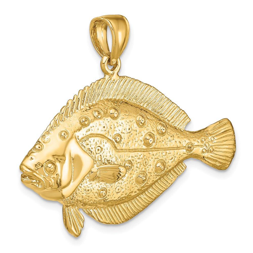 14k Yellow Gold 3-D Flounder Fish Charm