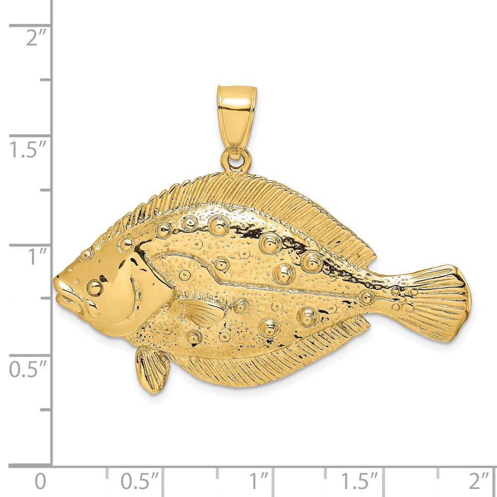 14k Yellow Gold 3-D Flounder Fish Charm