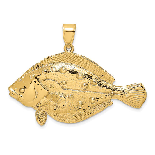 14k Yellow Gold 3-D Flounder Fish Charm