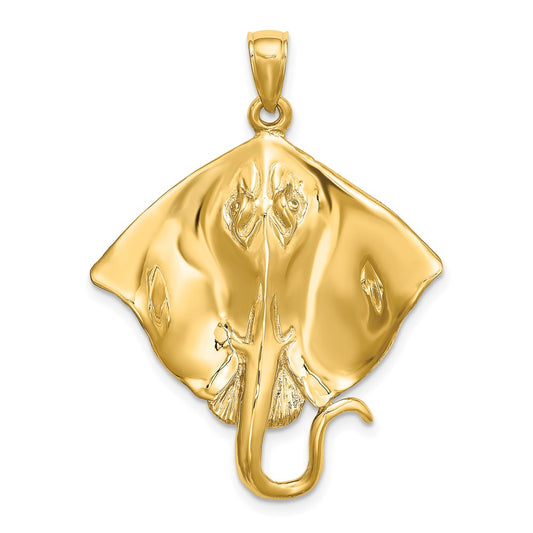 14k Yellow Gold Polished Stingray Charm