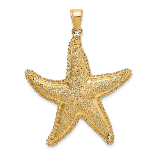 14k Yellow Gold Textured Starfish Charm