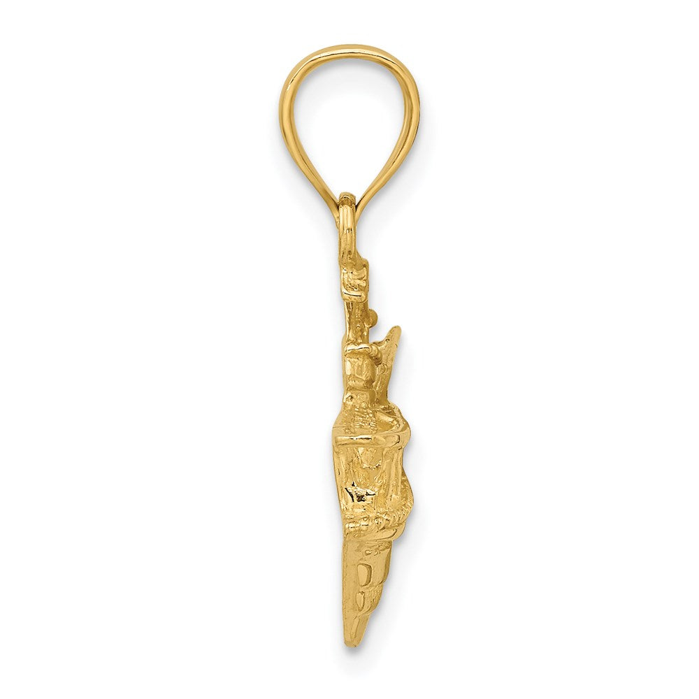 14k Yellow Gold 2-D Fishing Boat Charm