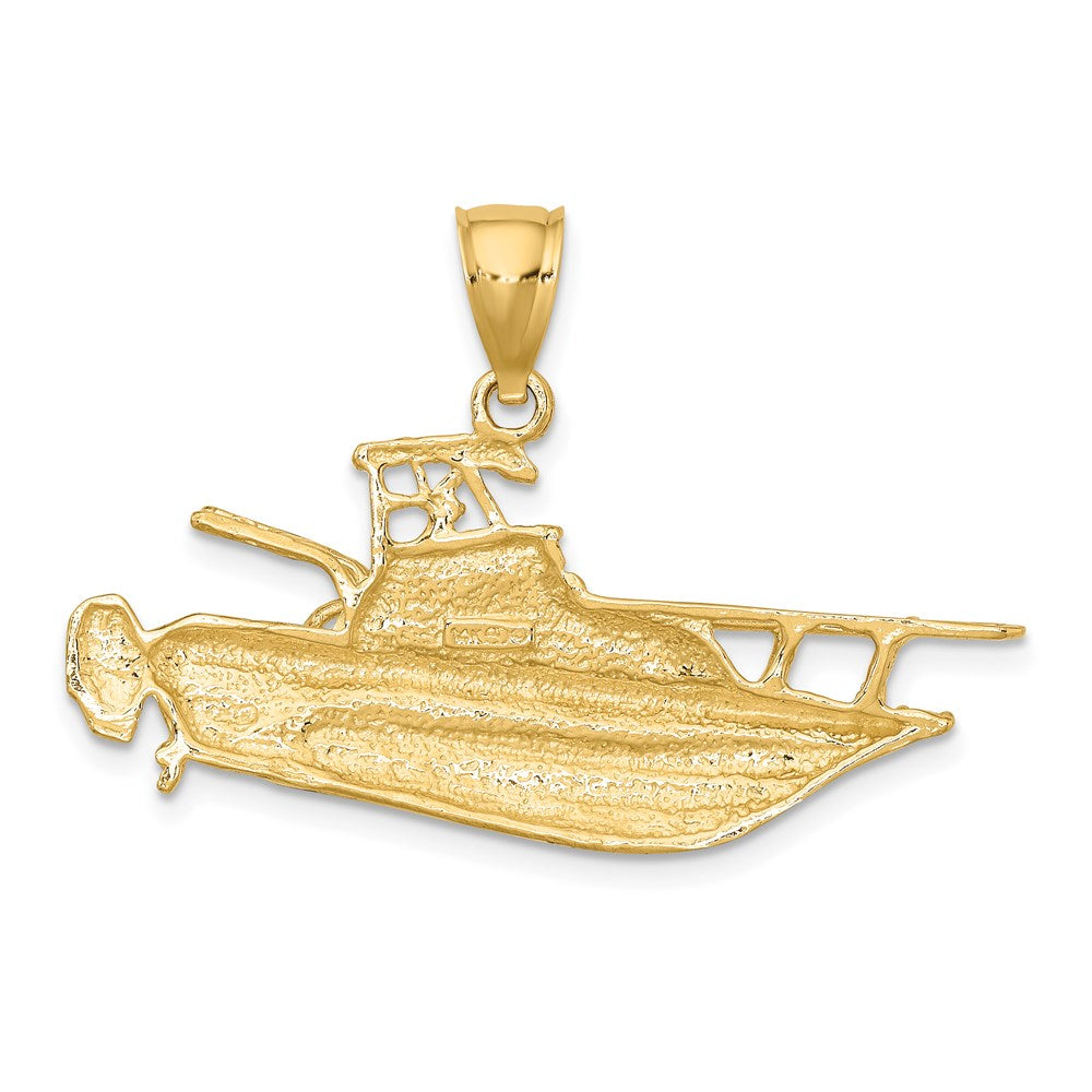 14k Yellow Gold 2-D Fishing Boat Charm