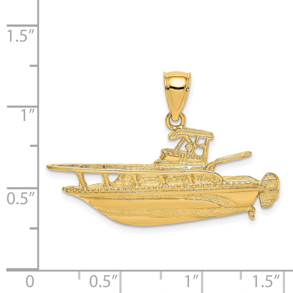 14k Yellow Gold 2-D Fishing Boat Charm