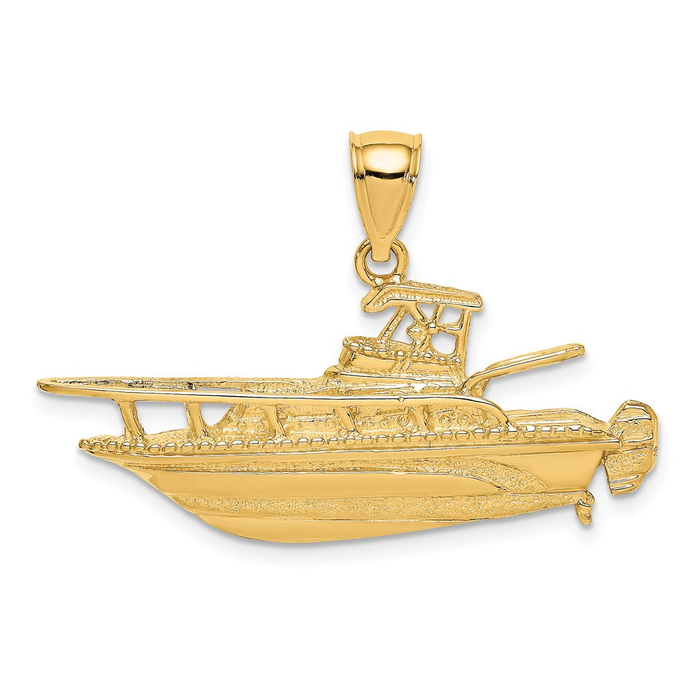 14k Yellow Gold 2-D Fishing Boat Charm