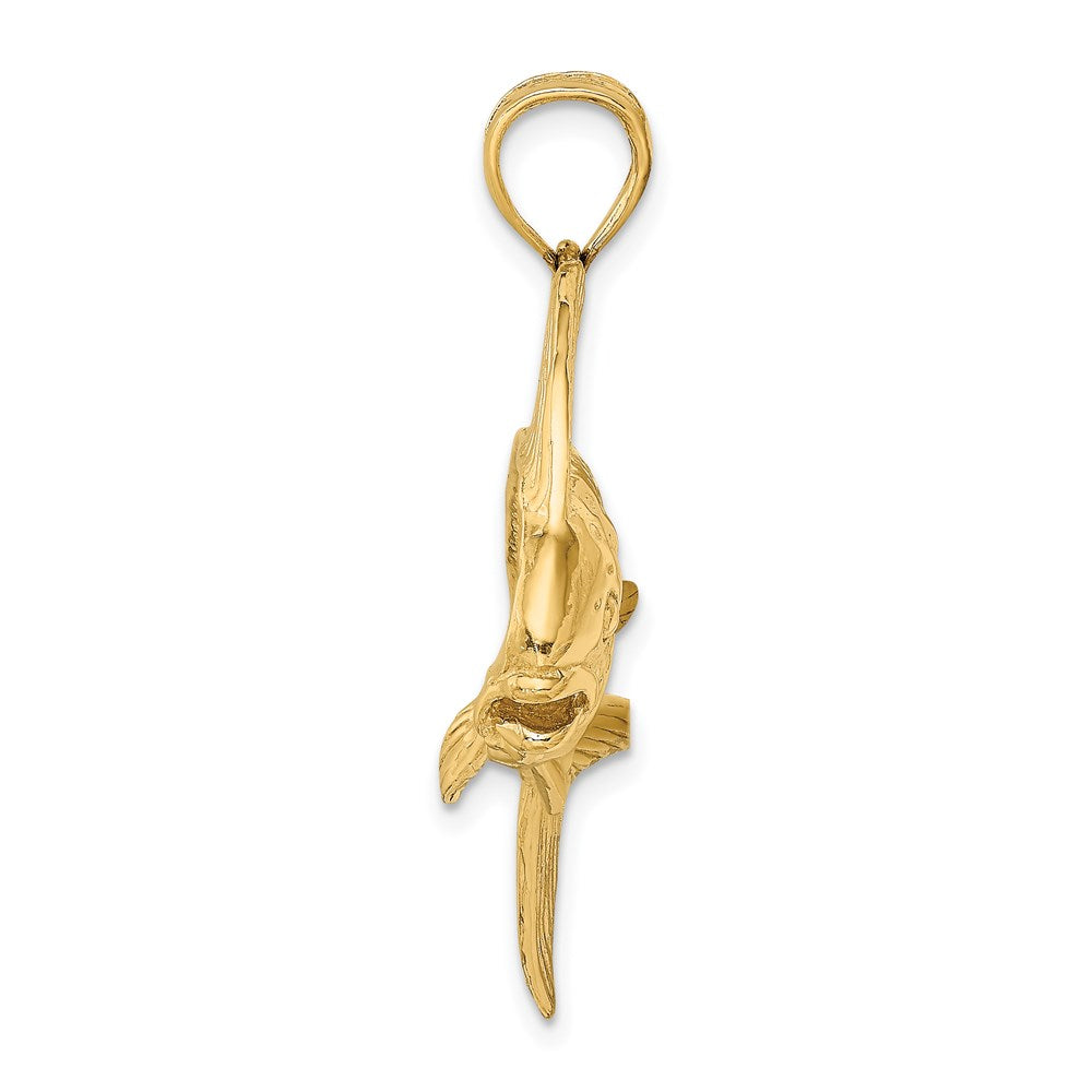 14k Yellow Gold 2-D Female Dorado (Mahi-Mahi) Charm