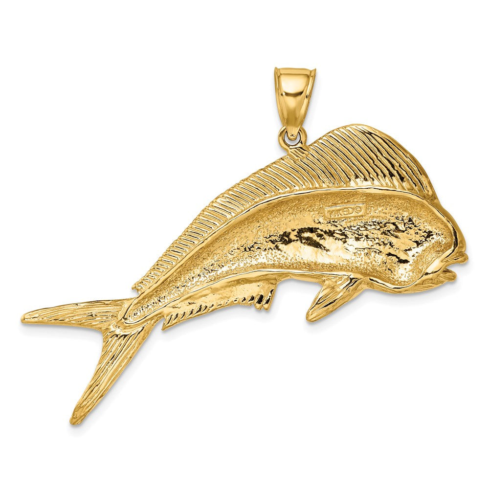 14k Yellow Gold 2-D Female Dorado (Mahi-Mahi) Charm