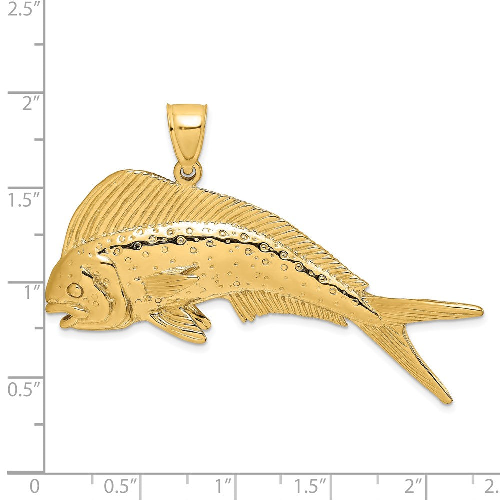 14k Yellow Gold 2-D Female Dorado (Mahi-Mahi) Charm