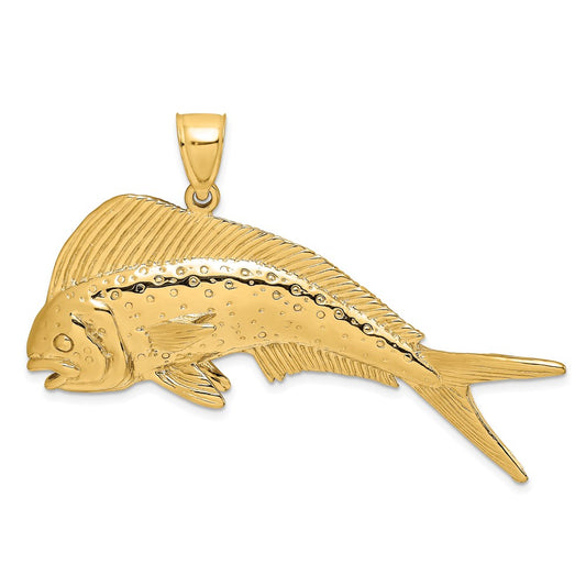 14k Yellow Gold 2-D Female Dorado (Mahi-Mahi) Charm