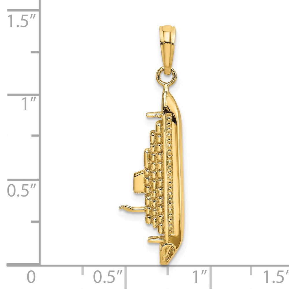 14k Yellow Gold 3-D Polished Cruise Ship Charm