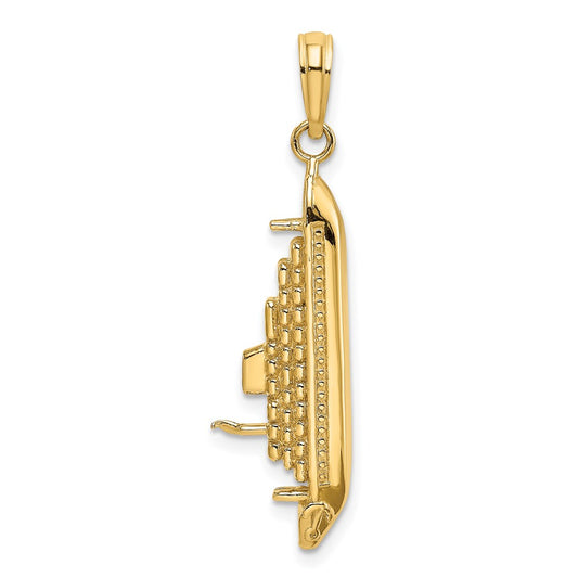 14k Yellow Gold 3-D Polished Cruise Ship Charm