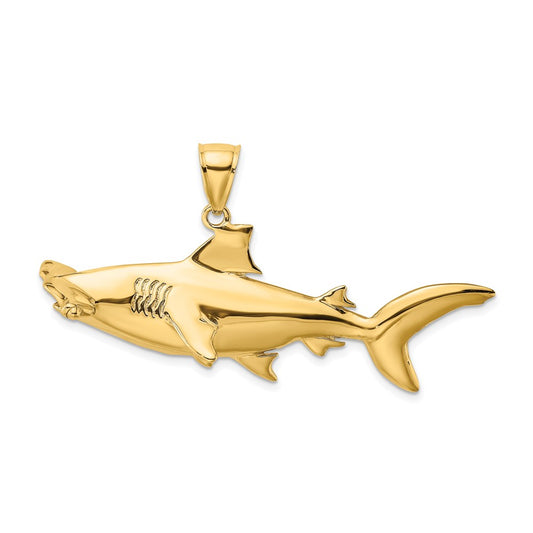 14k Yellow Gold 3-D Hammerhead Shark Charm