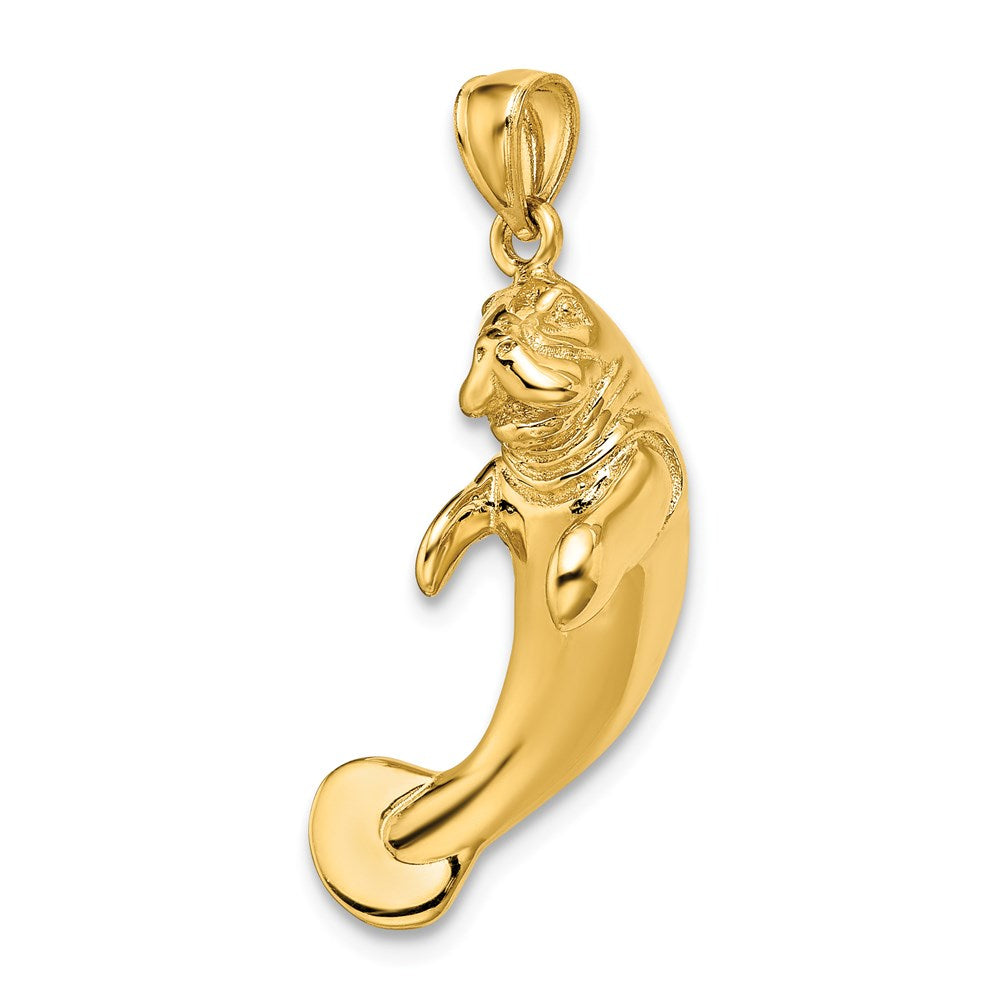 14k Yellow Gold 3-D Polished Manatee Charm