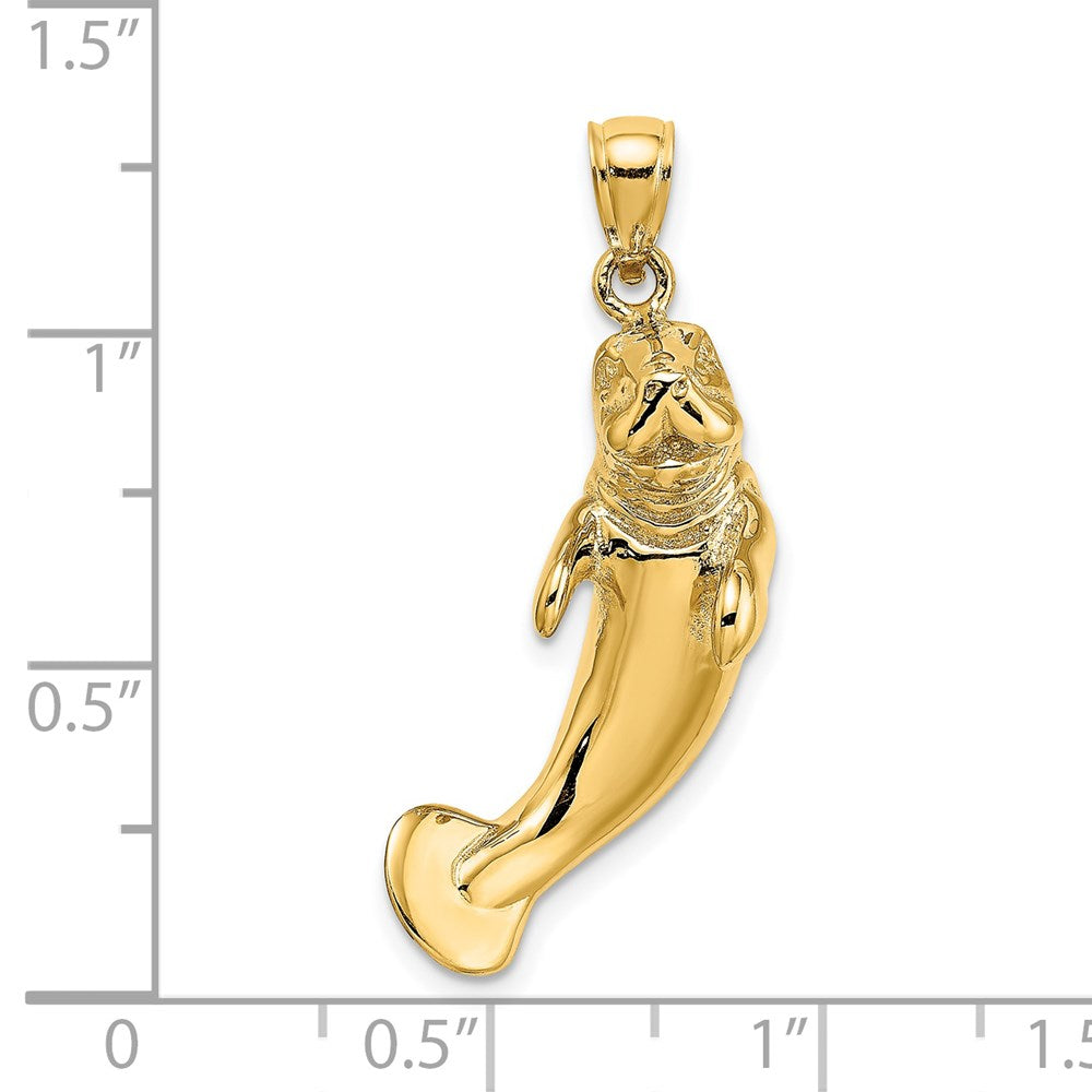 14k Yellow Gold 3-D Polished Manatee Charm