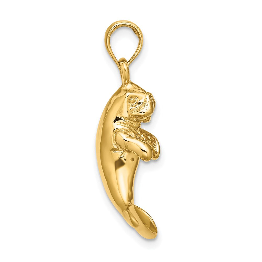 14k Yellow Gold 3-D Polished Manatee Charm