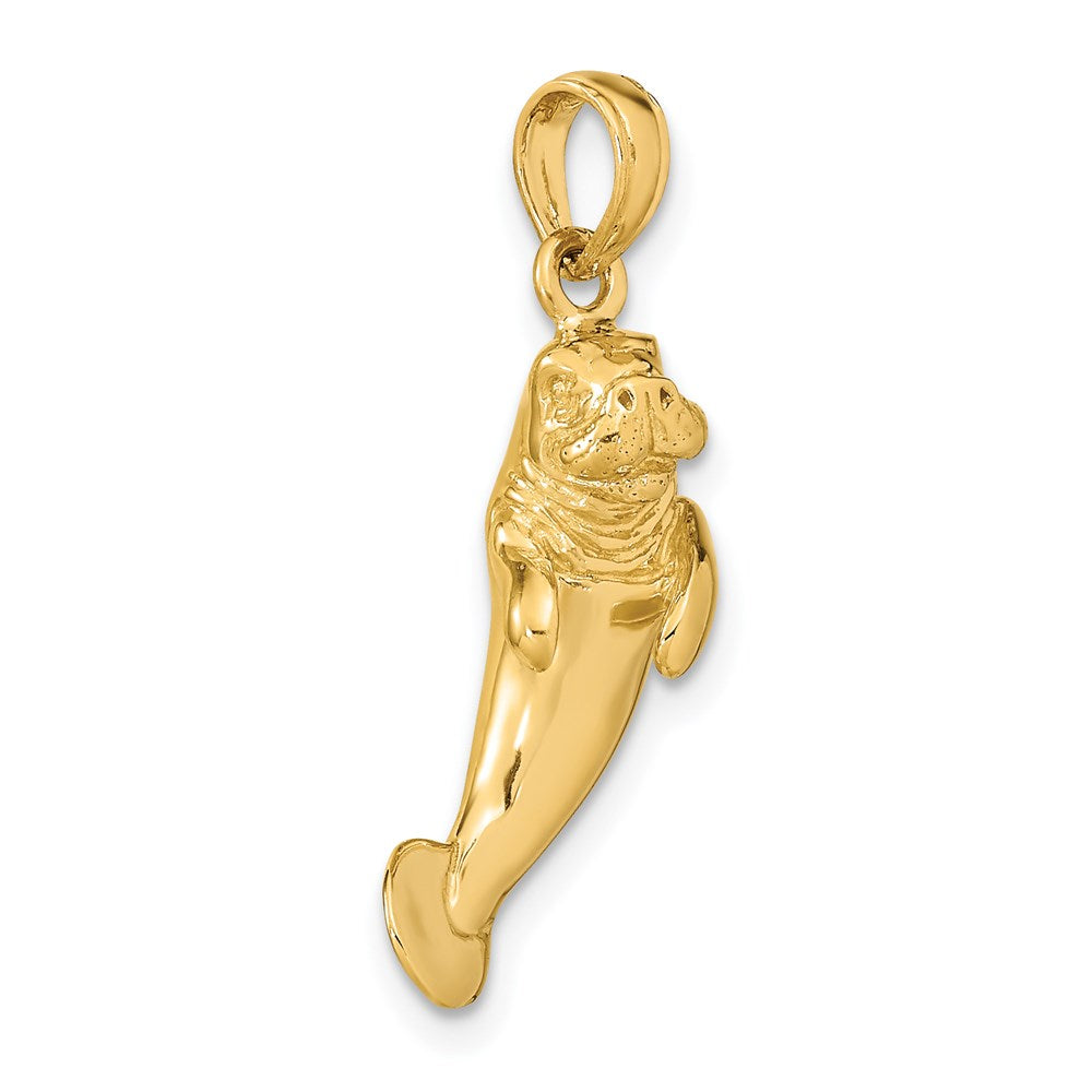 14k Yellow Gold 3-D Polished Manatee Charm