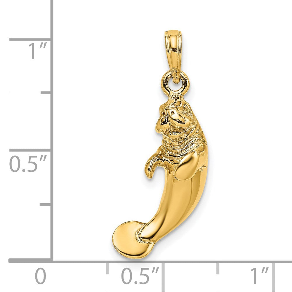 14k Yellow Gold 3-D Polished Manatee Charm