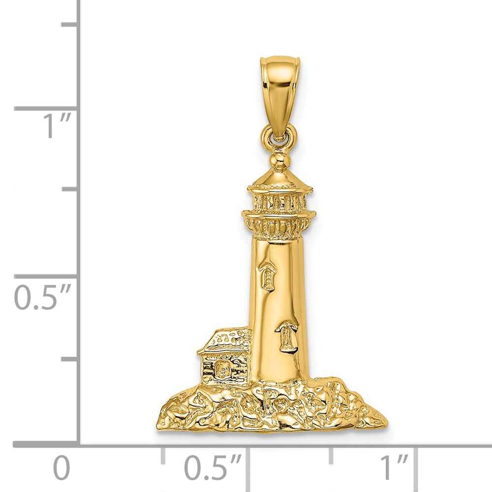 14k Yellow Gold Polished Lighthouse Charm