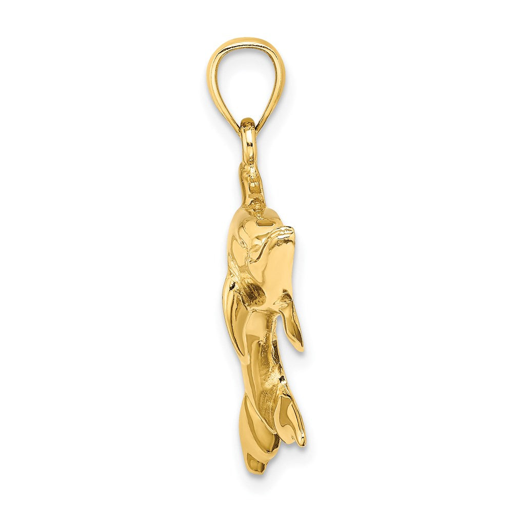 14k Yellow Gold Polished Swimming Dolphin Charm