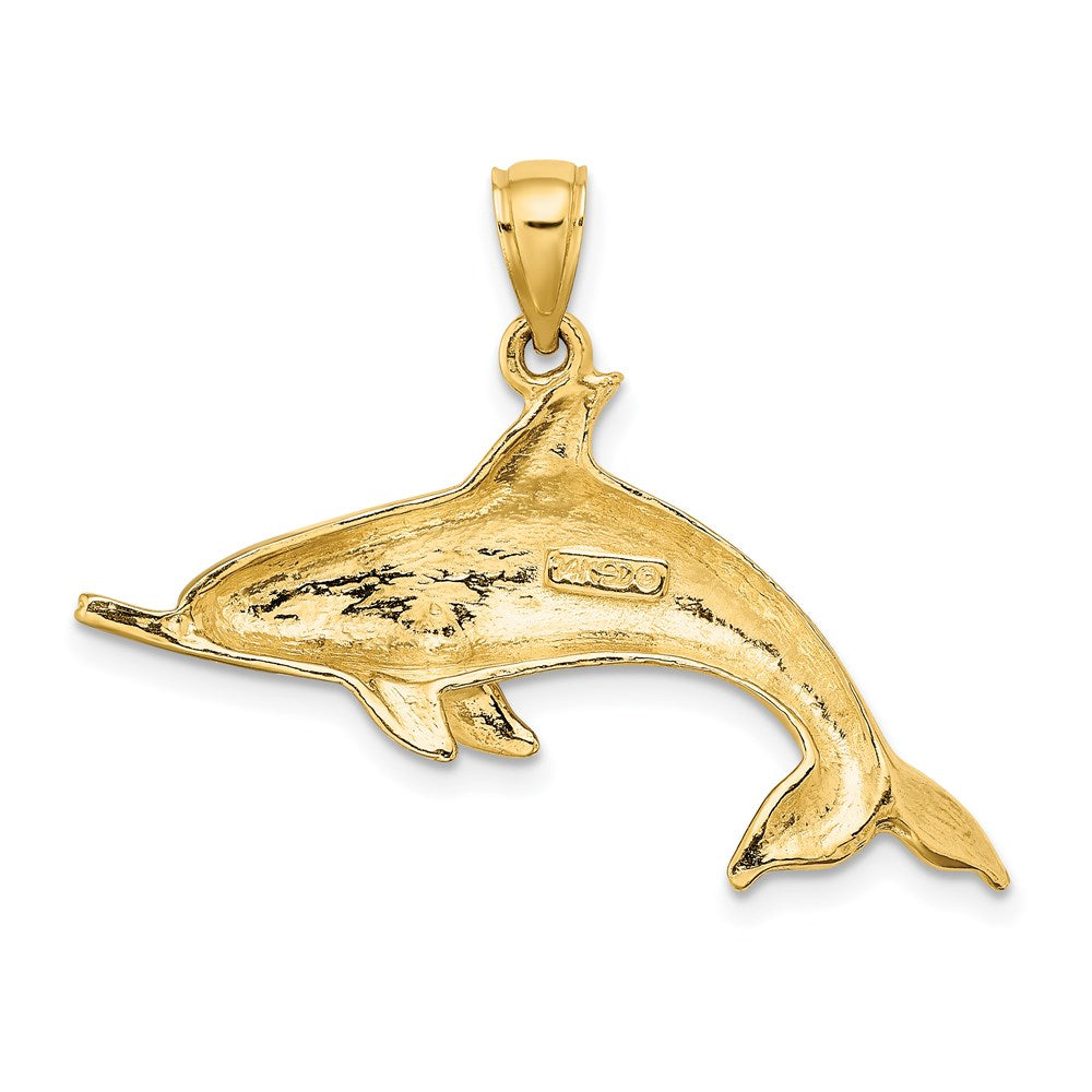 14k Yellow Gold Polished Swimming Dolphin Charm