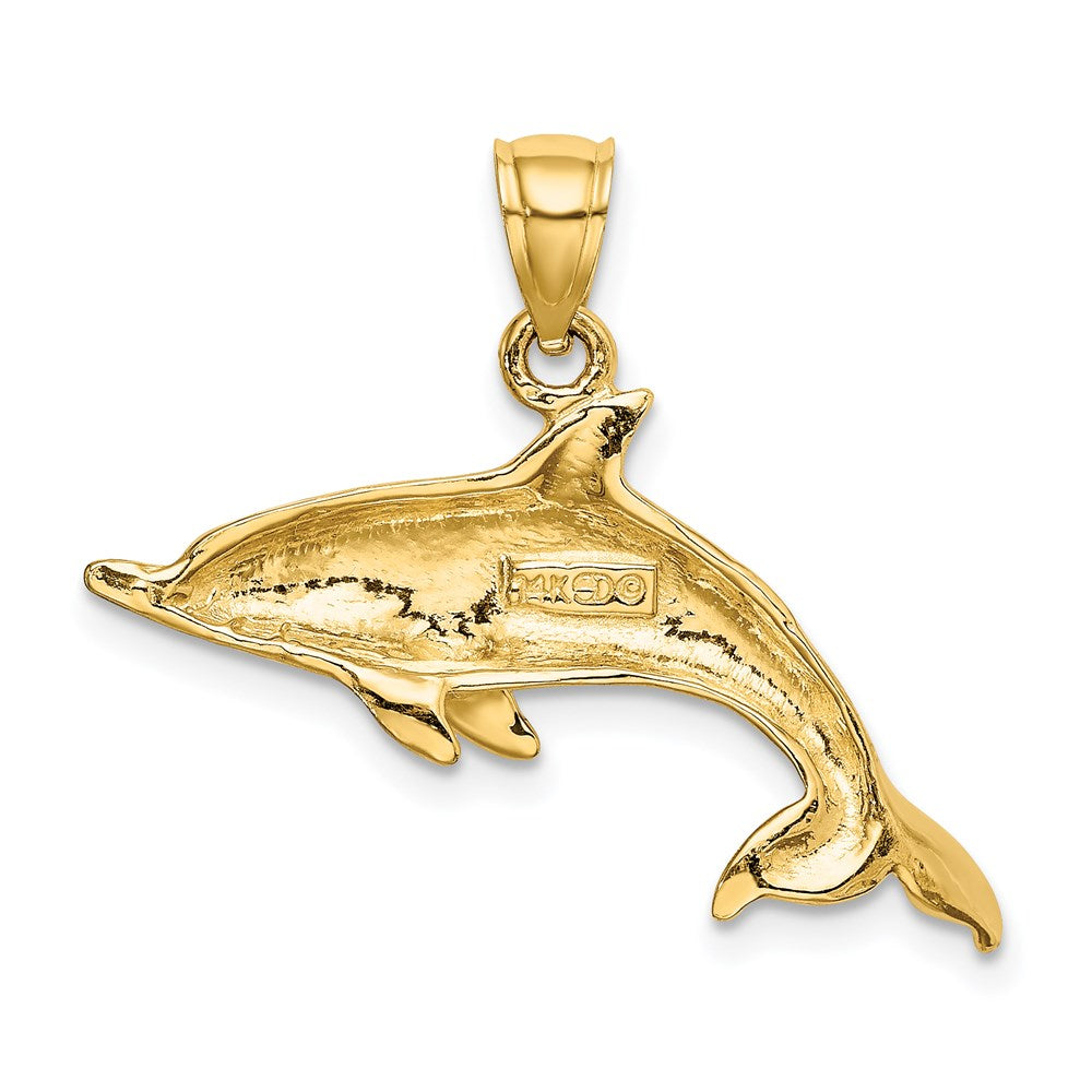 14k Yellow Gold Polished Swimming Dolphin Charm