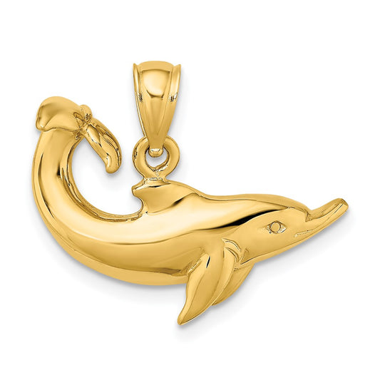 14k Yellow Gold Polished Dolphin Charm