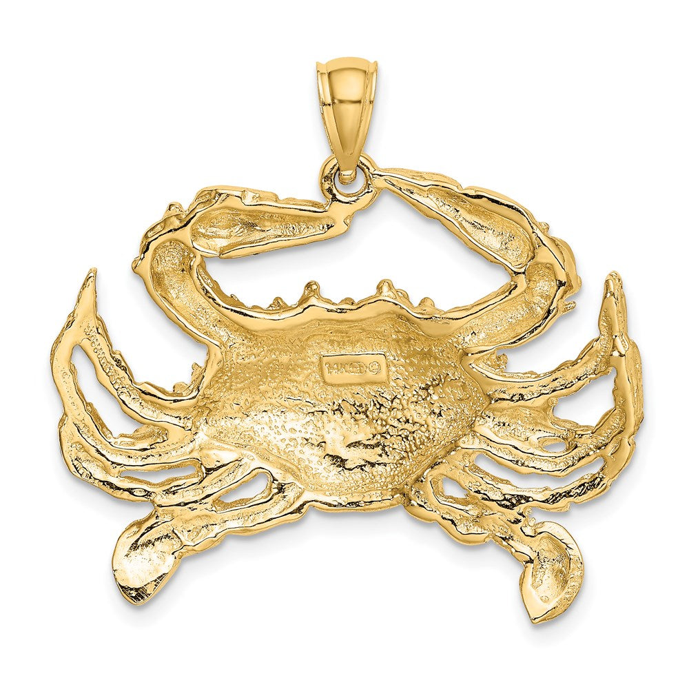 14k Yellow Gold Blue Crab Charm