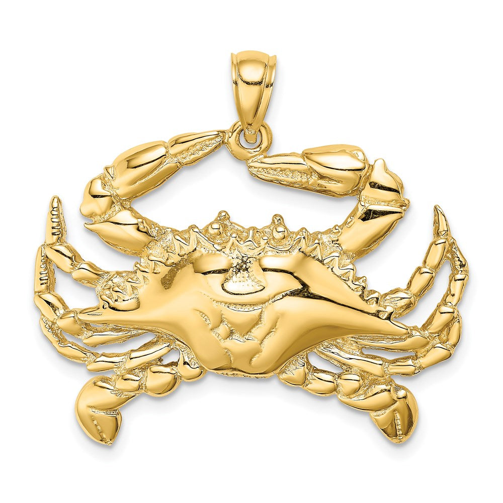 14k Yellow Gold Blue Crab Charm