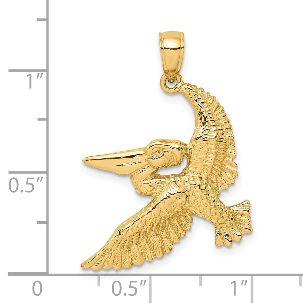 14k Yellow Gold Flying Pelican Charm