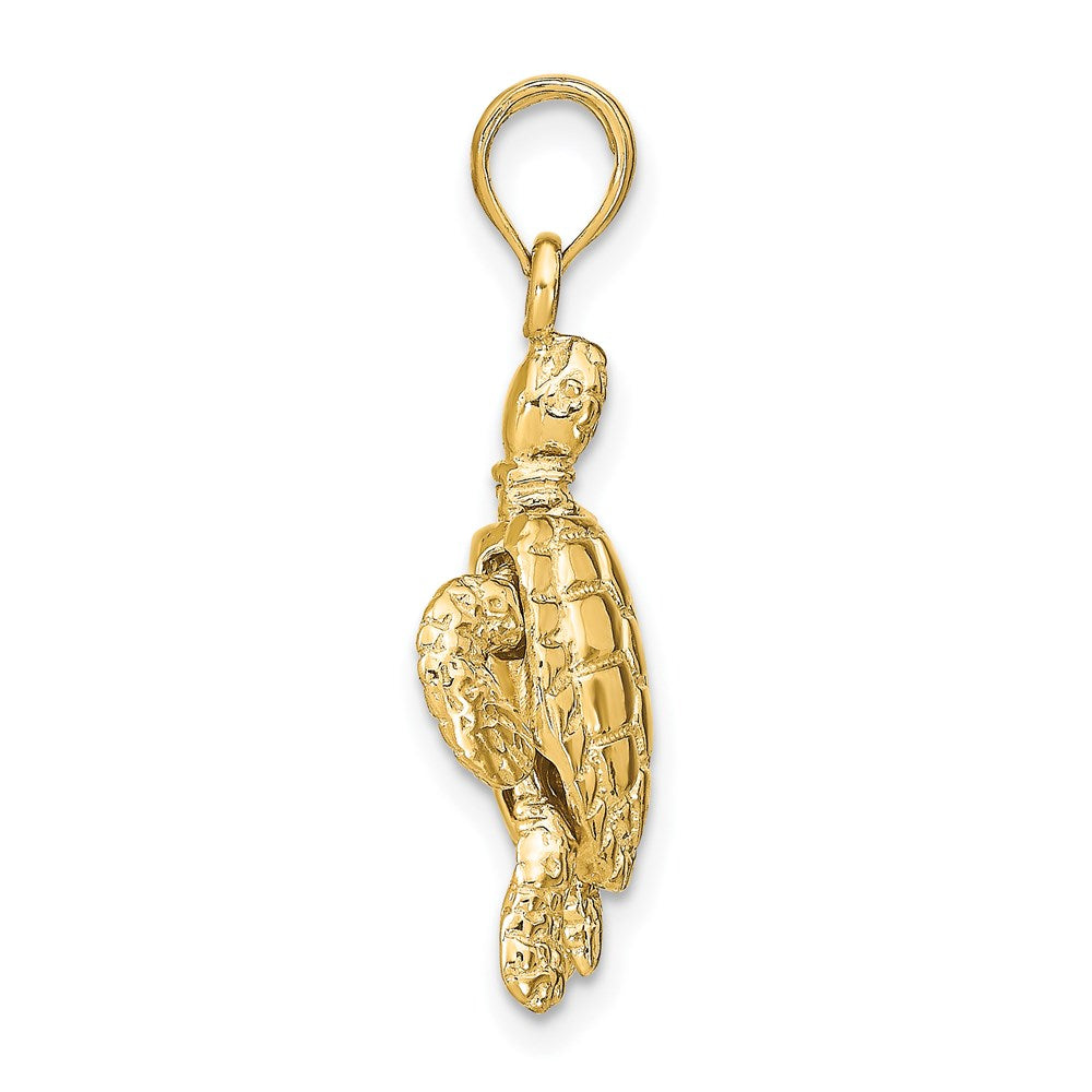 14k Yellow Gold 3-D Sea Turtle with Moveable Head and Legs Charm