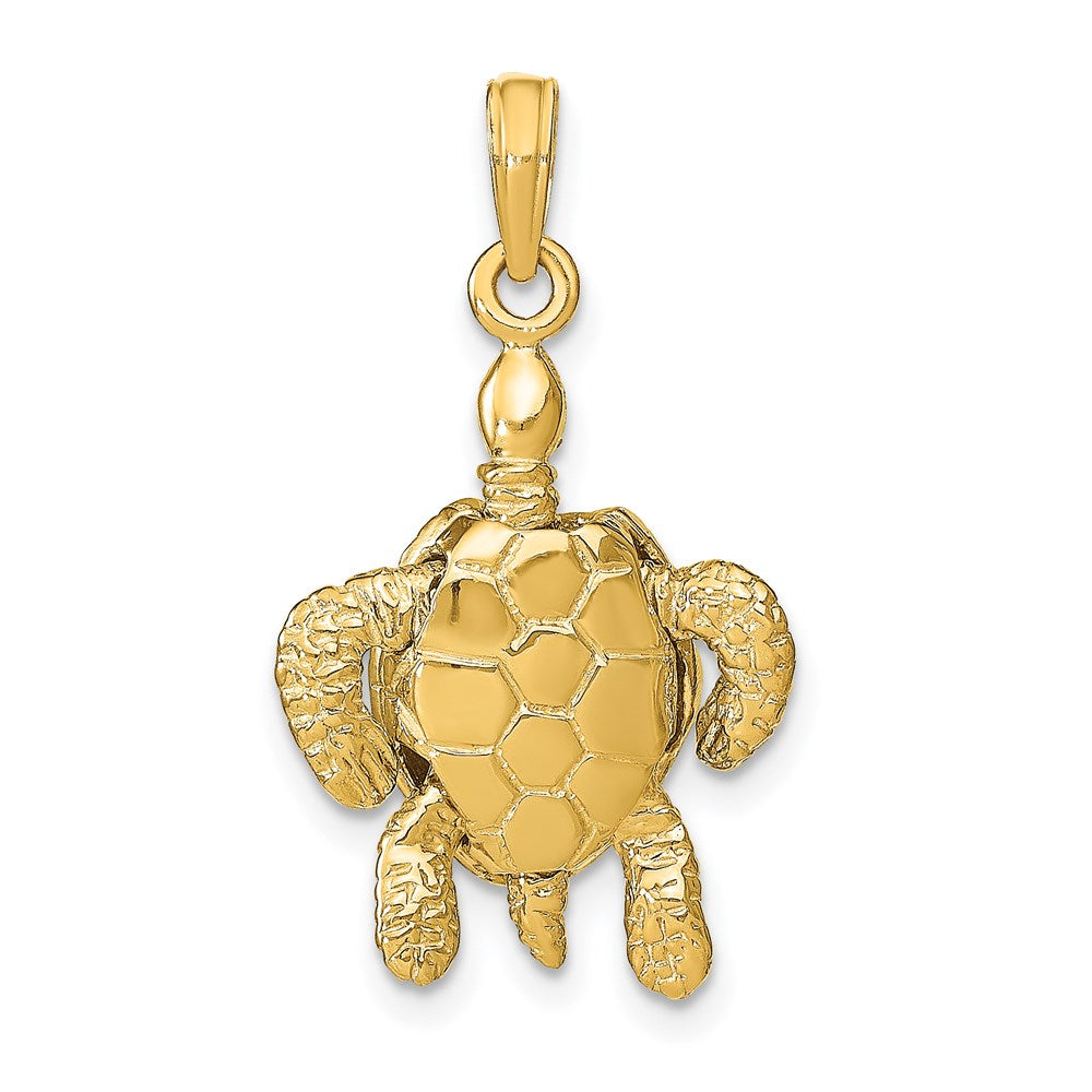 14k Yellow Gold 3-D Sea Turtle with Moveable Head and Legs Charm