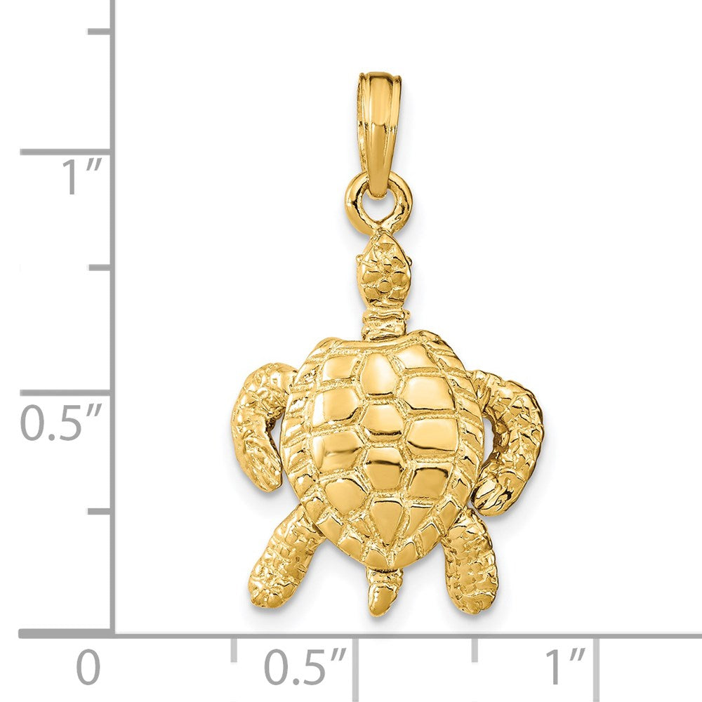 14k Yellow Gold 3-D Sea Turtle with Moveable Head and Legs Charm