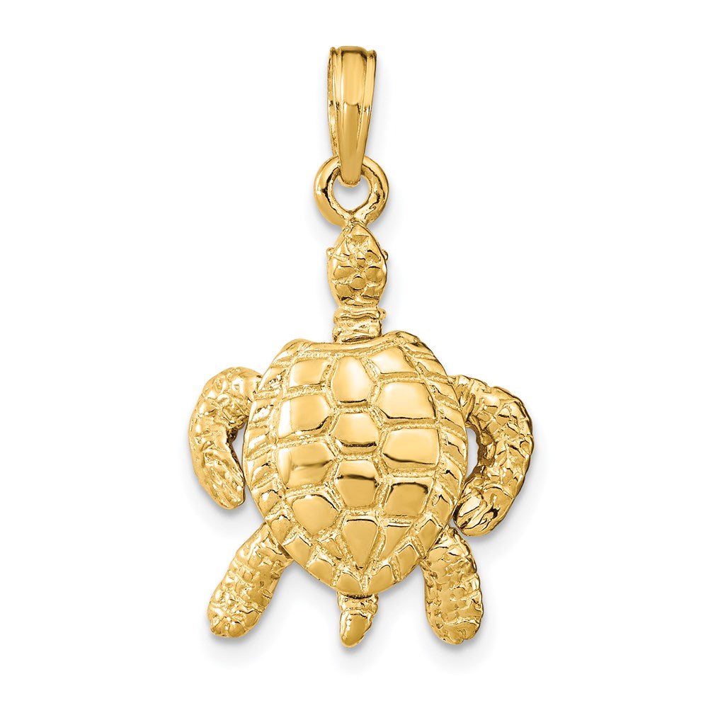 14k Yellow Gold 3-D Sea Turtle with Moveable Head and Legs Charm