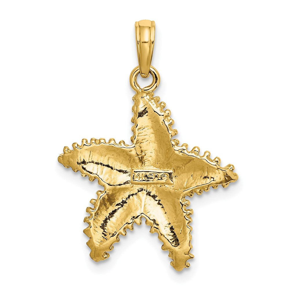 14k Yellow Gold Beaded Textured Starfish Charm