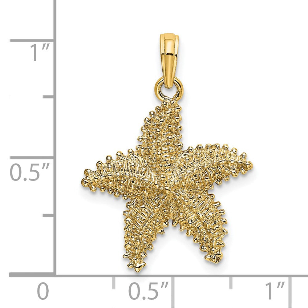 14k Yellow Gold Beaded Textured Starfish Charm