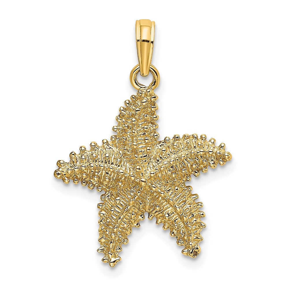 14k Yellow Gold Beaded Textured Starfish Charm