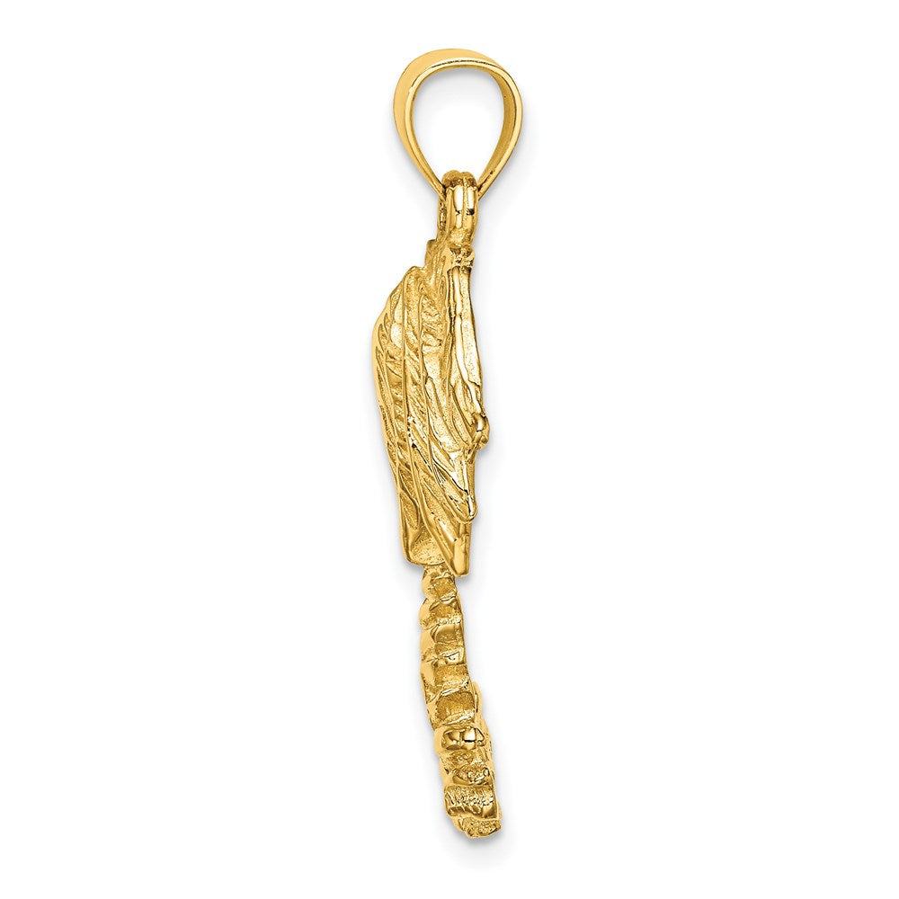 14k Yellow Gold 2-D Textured Single Palm Tree Charm