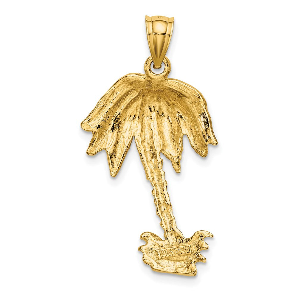 14k Yellow Gold 2-D Textured Single Palm Tree Charm