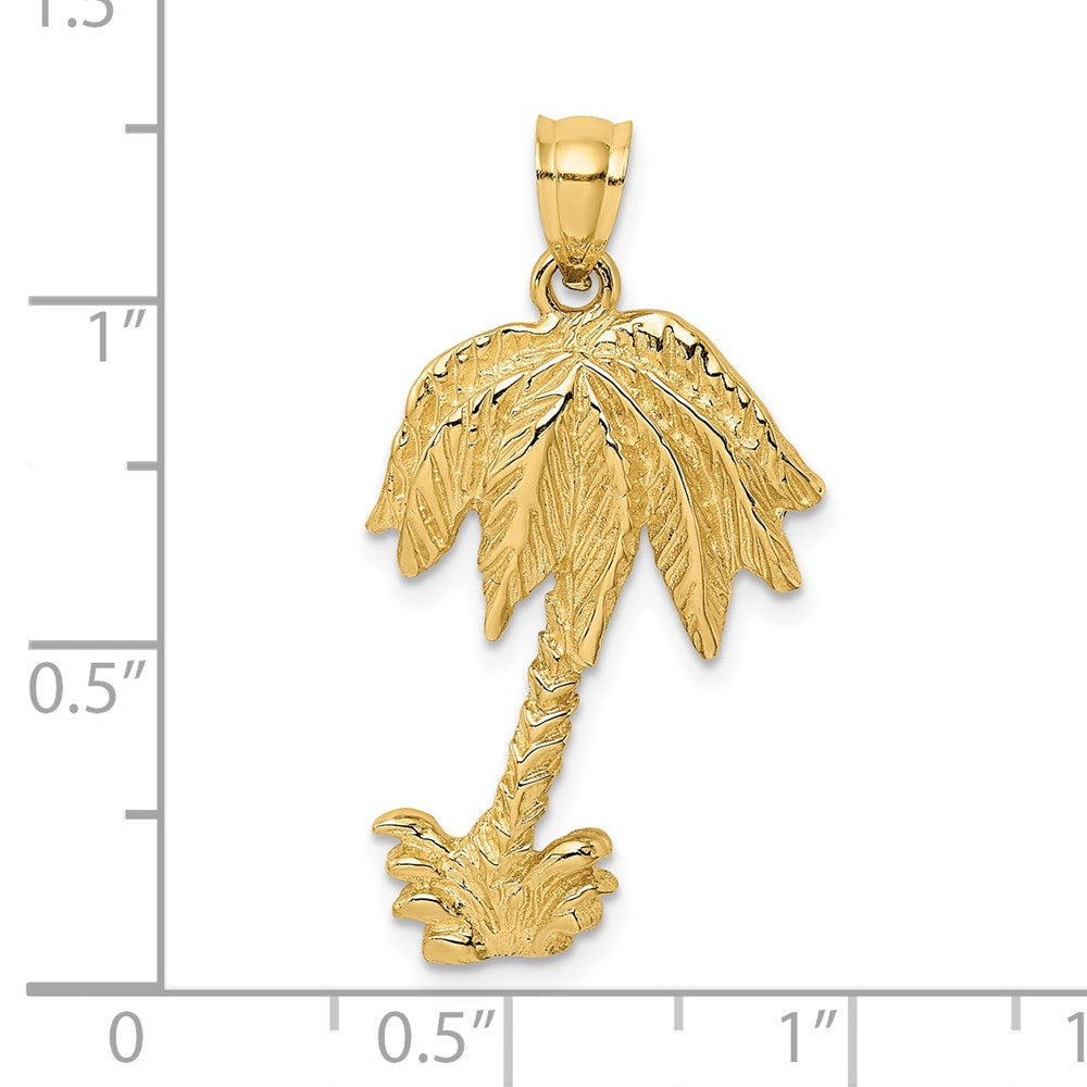 14k Yellow Gold 2-D Textured Single Palm Tree Charm