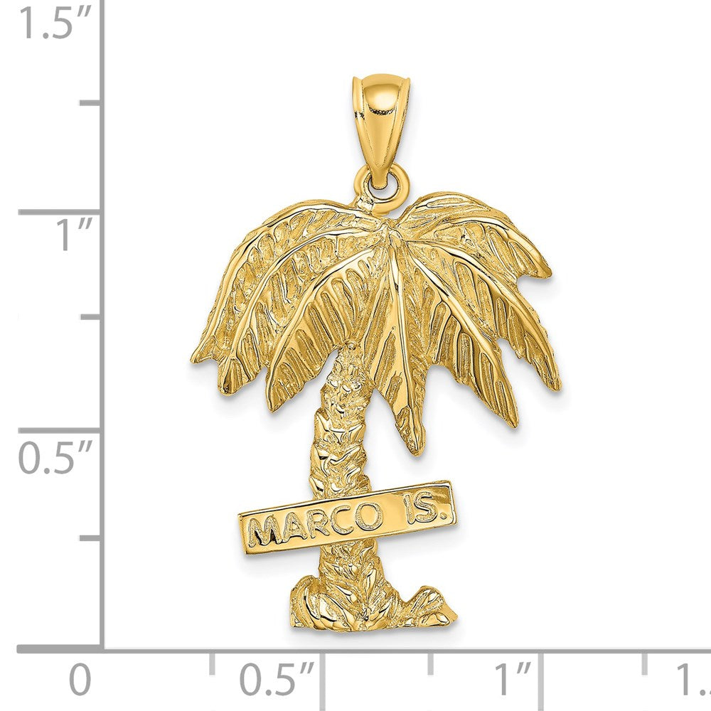 14k Yellow Gold MARCO IS. Large Palm Tree Charm