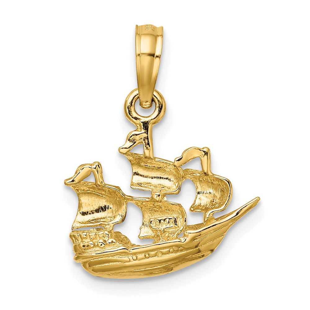 14k Yellow Gold 3-D  Polished 4 Sail Cruising Ship Charm