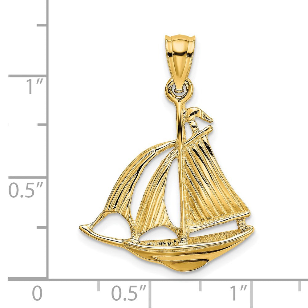 14K Yellow Gold 3D shops Sailboat Pendant Charm