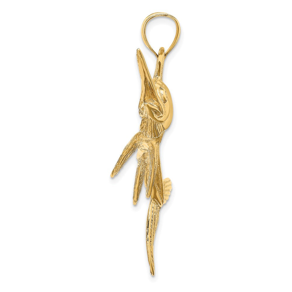 14k Yellow Gold 2-D Polished/Satin Swordfish Charm