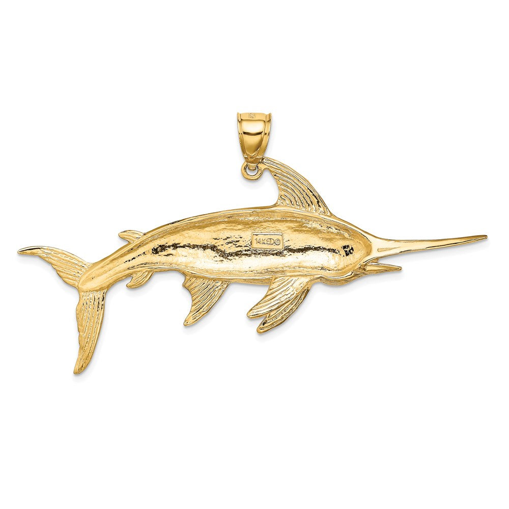 14k Yellow Gold 2-D Polished/Satin Swordfish Charm