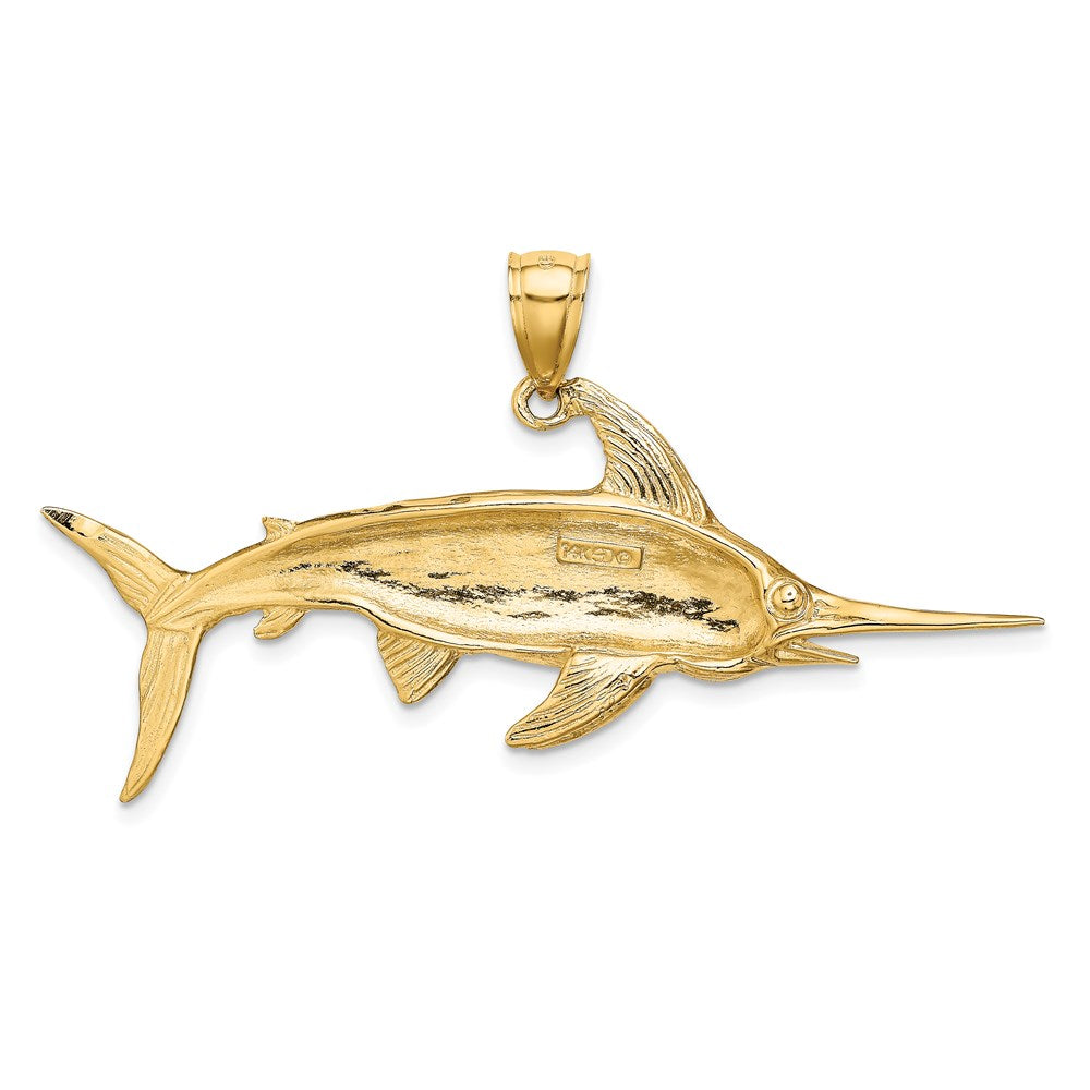 14k Yellow Gold 2-D Polished/Satin Swordfish Charm