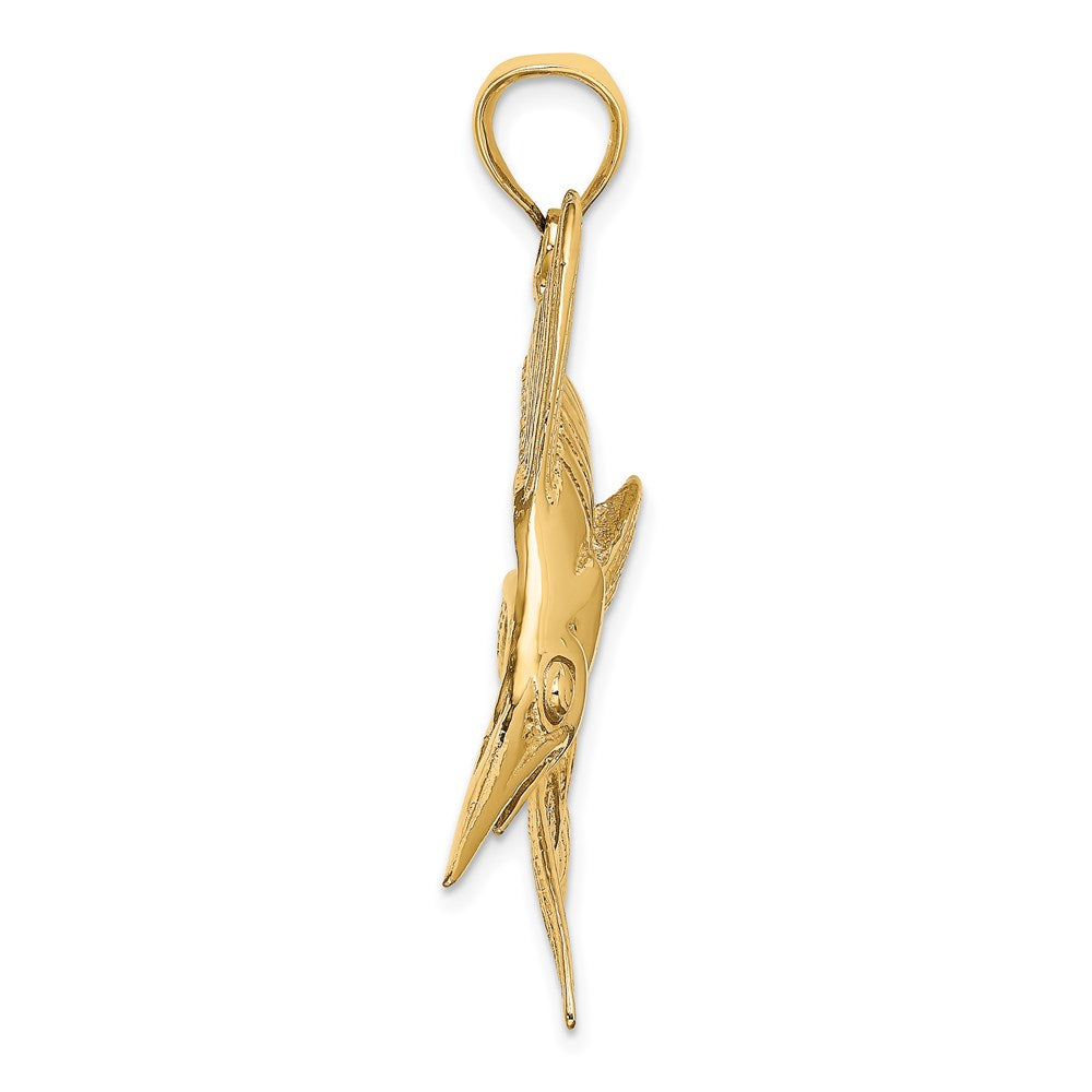 14k Yellow Gold 2-D Polished / Satin Blue Marlin Charm