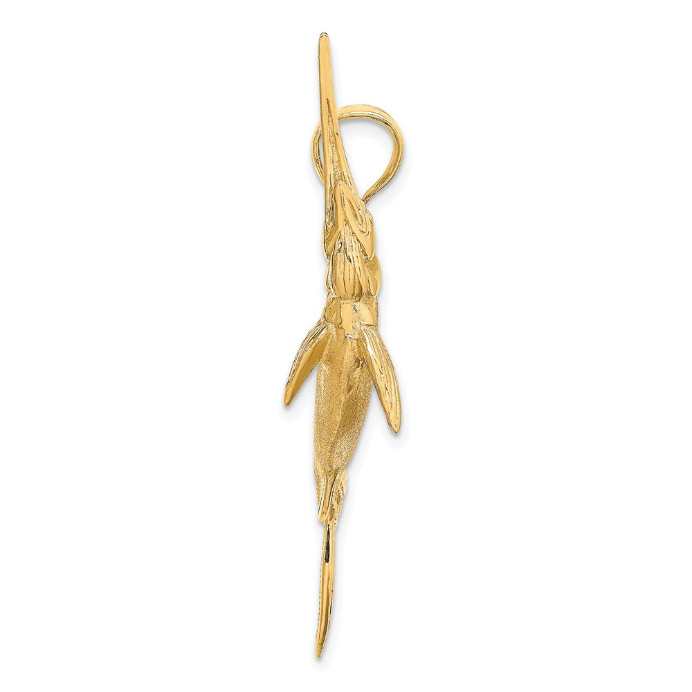 14k Yellow Gold 3-D Satin / Polished Marlin Charm